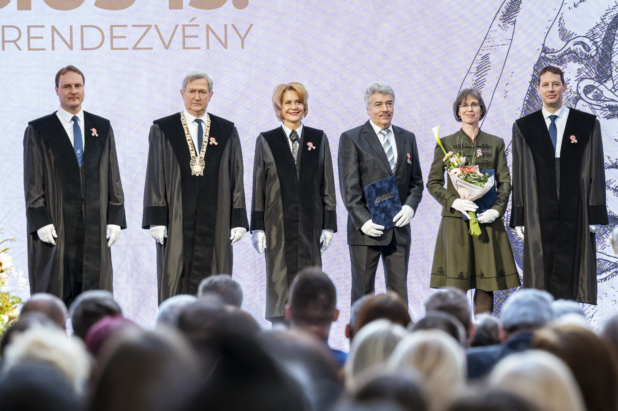 Gallery of award recipients: The ceremony also provided an opportunity to present the prestigious recognitions of Széchenyi István University. (Photo: András Adorján, Gergely Nagy / Széchenyi István University)